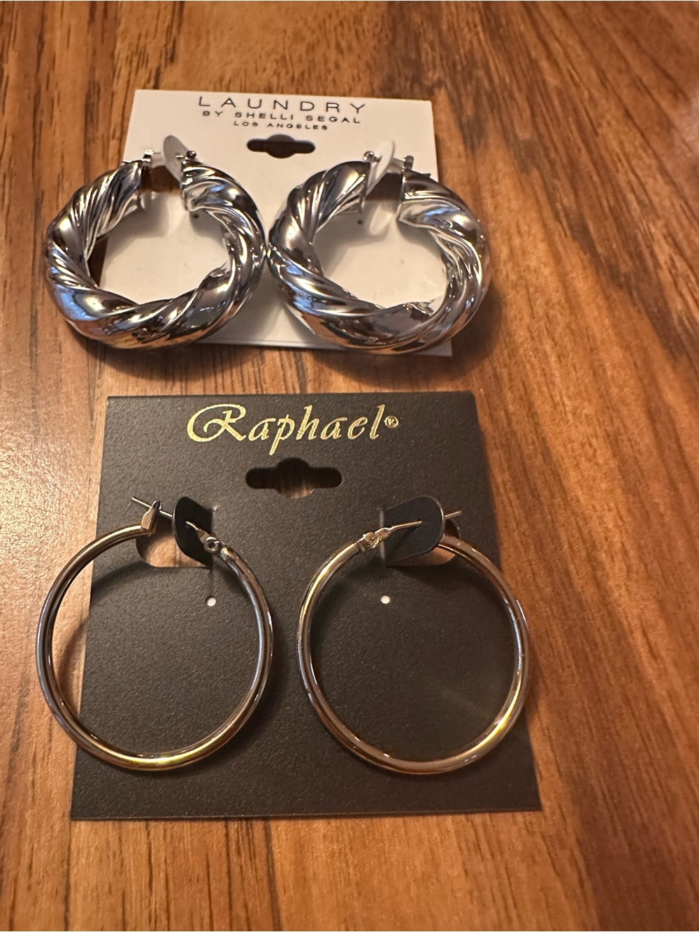 Laundry By Shelli Segal Silver Twisted Hoop Earrings and Gold Classic Hoops